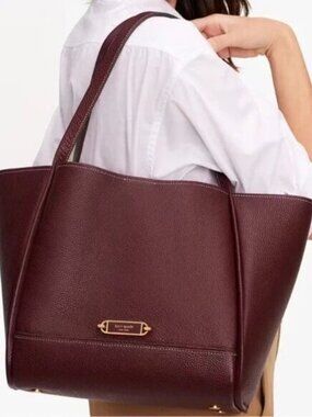 Kate Spade Gramercy Medium Tote Bag Cordovan Pebbled Leather Dual Strap NWT